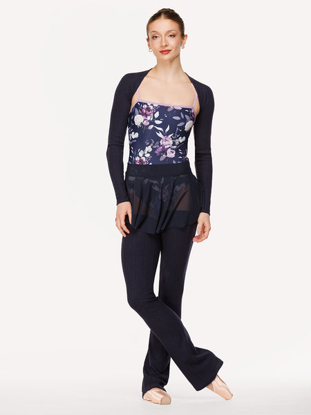 Eleve Dancewear Helena Leotard in Moonlit Garden Eclipse print color, front view full body