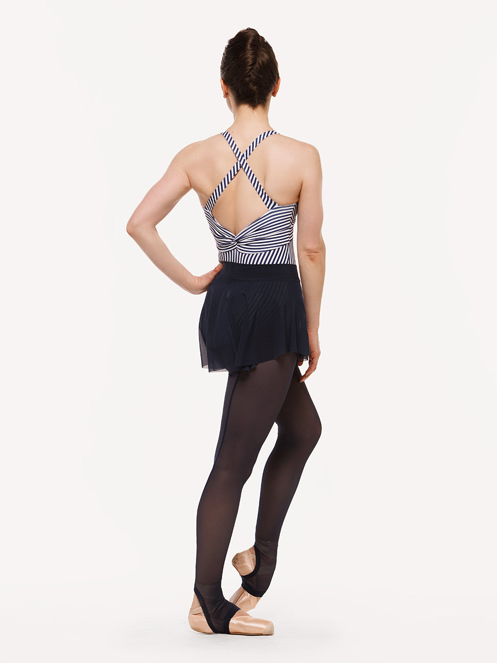 Eleve Dancewear Hipster Skirt in Eclipse Mesh color, full body back view