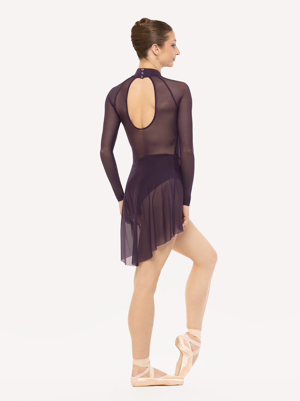 Eleve Dancewear Lynn Leotard in Eggplant color, full body back view
