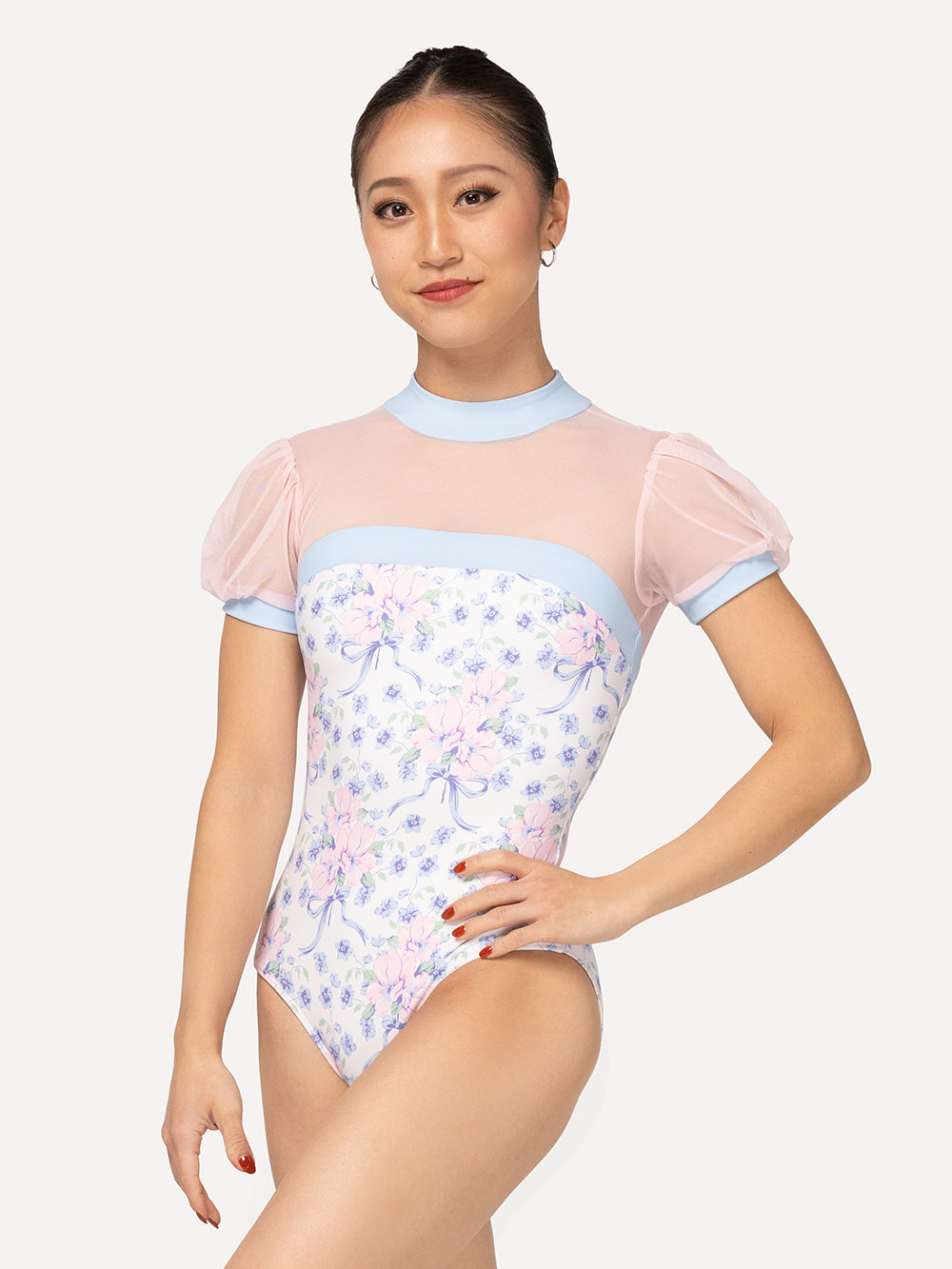 Eleve Dancewear Grace Leotard Kids in Encore print, front view