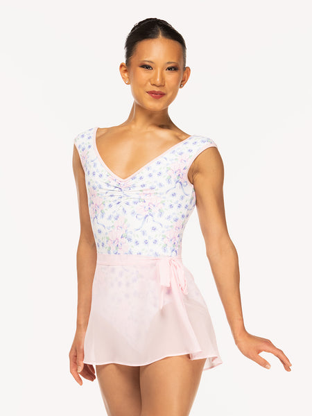 Eleve Dancewear Chiffon Mini Tie Skirt Kids in Light Pink color, front view