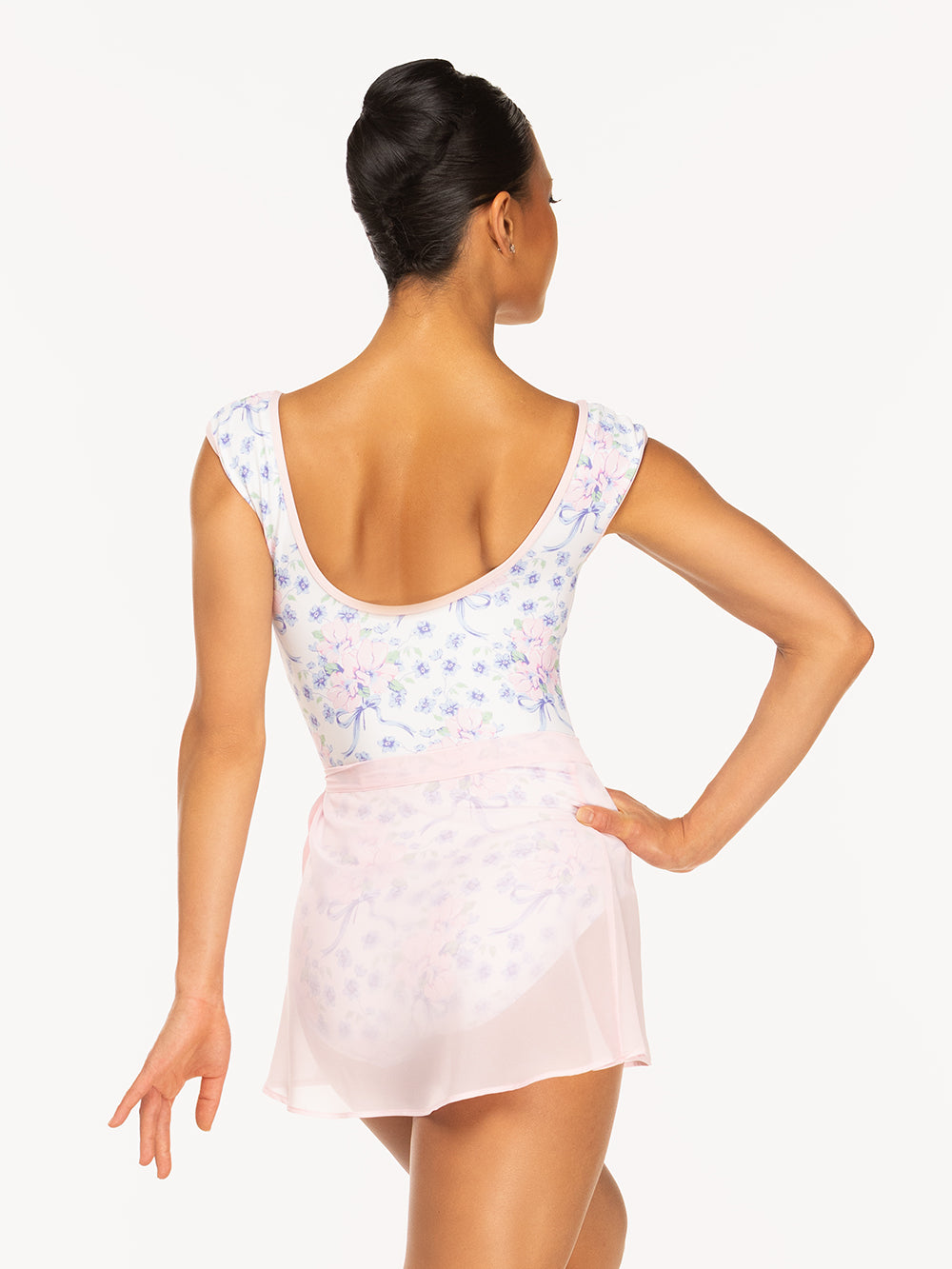 Eleve Dancewear Chiffon Mini Tie Skirt Kids in Light Pink color, back view