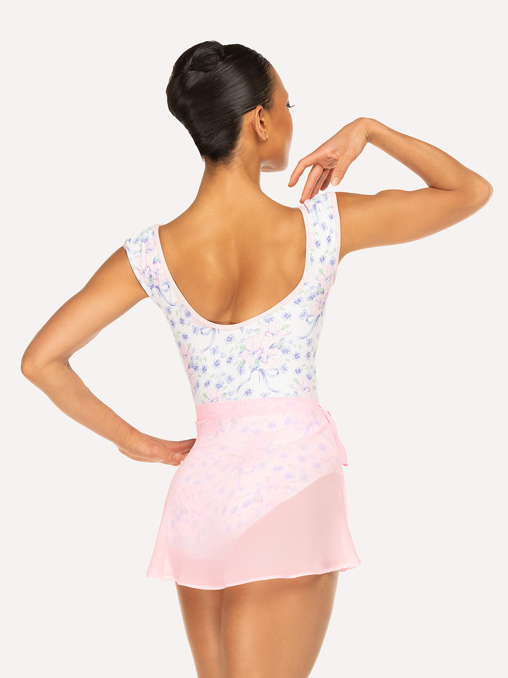 Eleve Dancewear Sophia Leotard in Encore print, back detail view