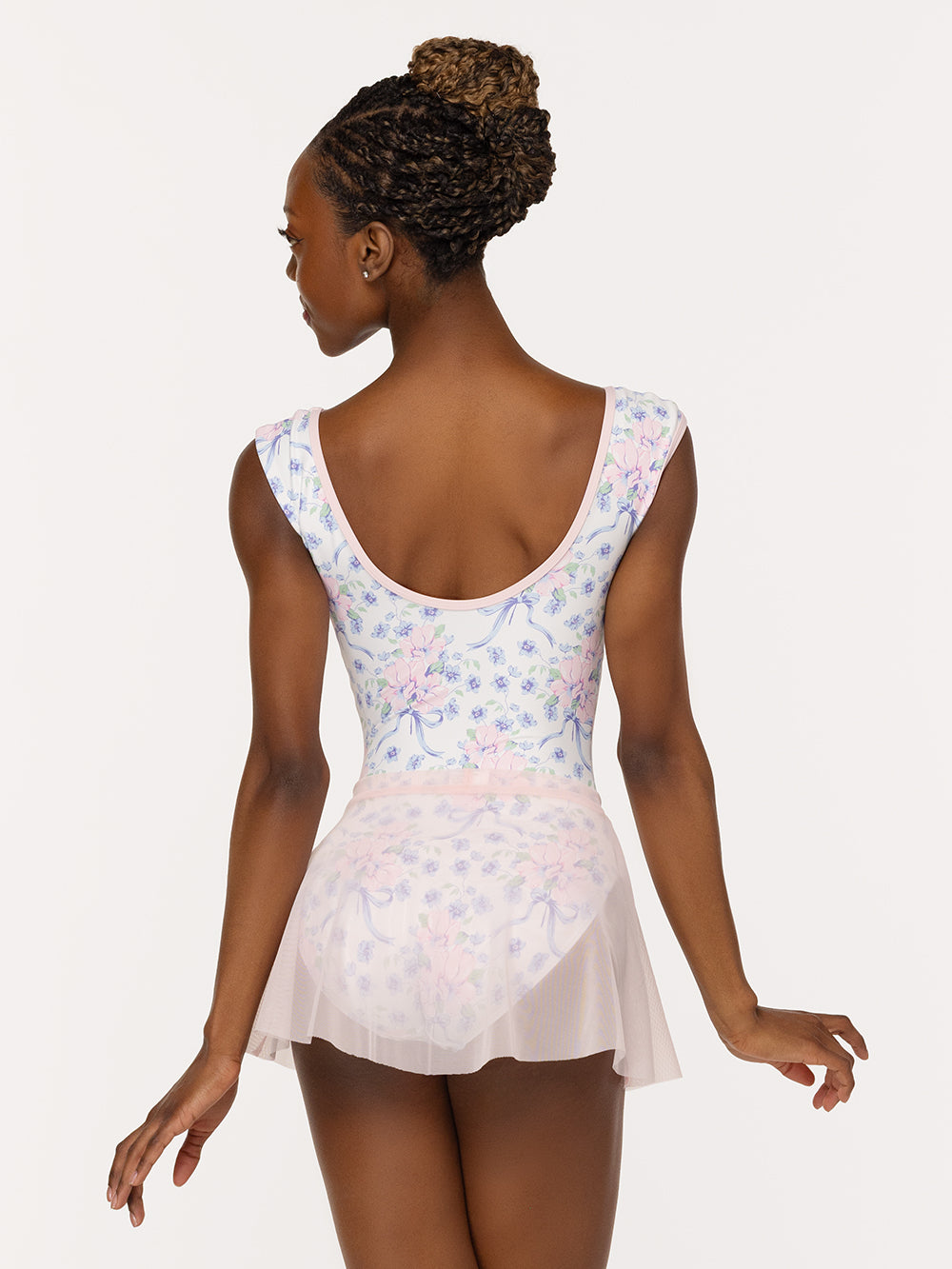 Eleve Dancewear Flare Skirt Kids in Light Pink Mesh color, detail back view