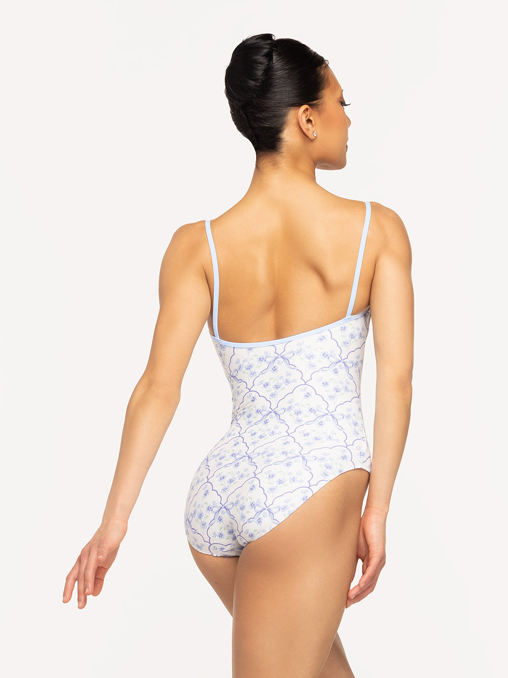 Eleve Dancewear Jillian Leotard Kids in Final Bow print, back view