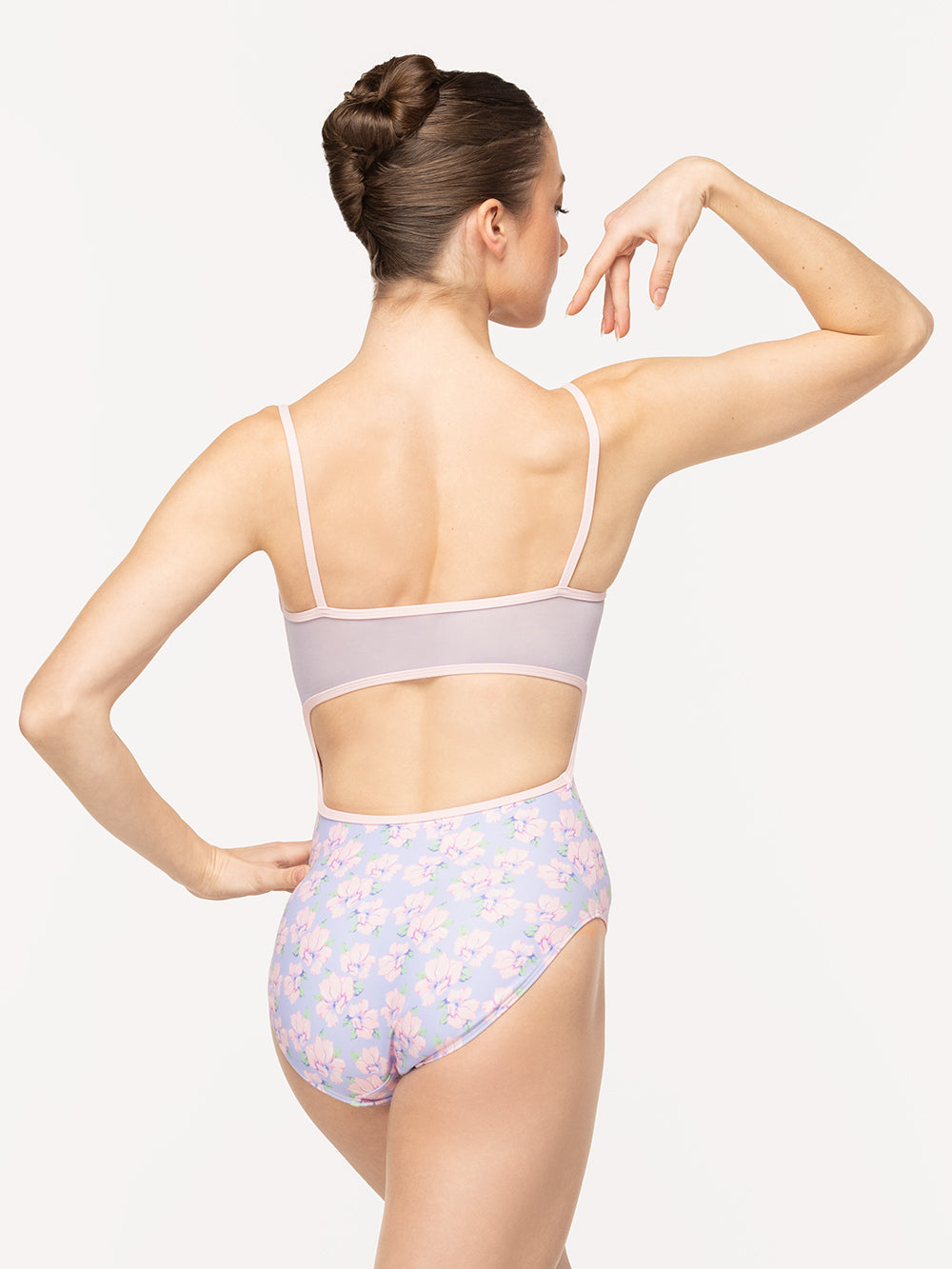 Eleve Dancewear Helena Leotard in Flower Toss print, detail back view