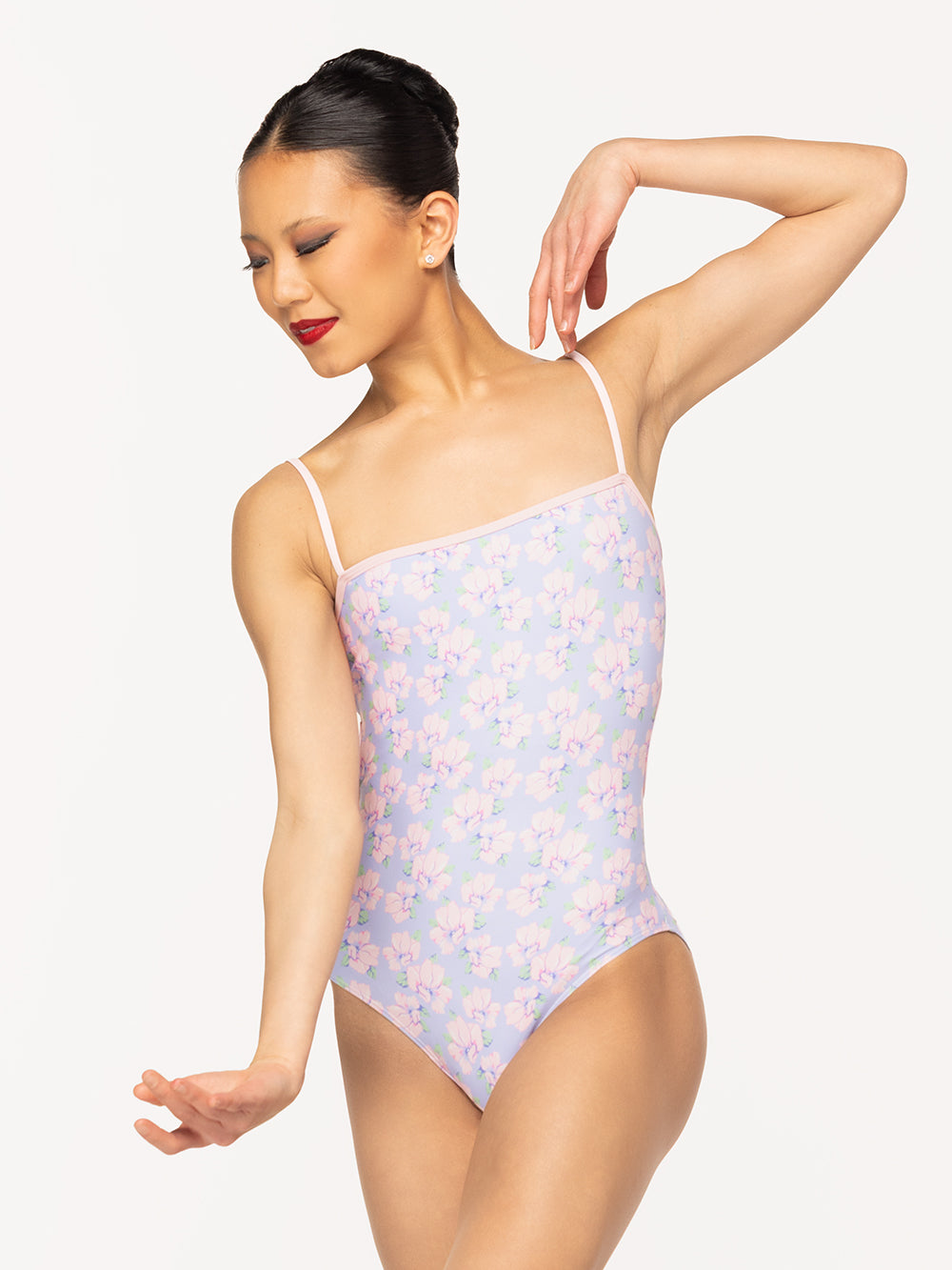 Eleve Dancewear Helena Leotard Kids in Flower Toss print, detail front view