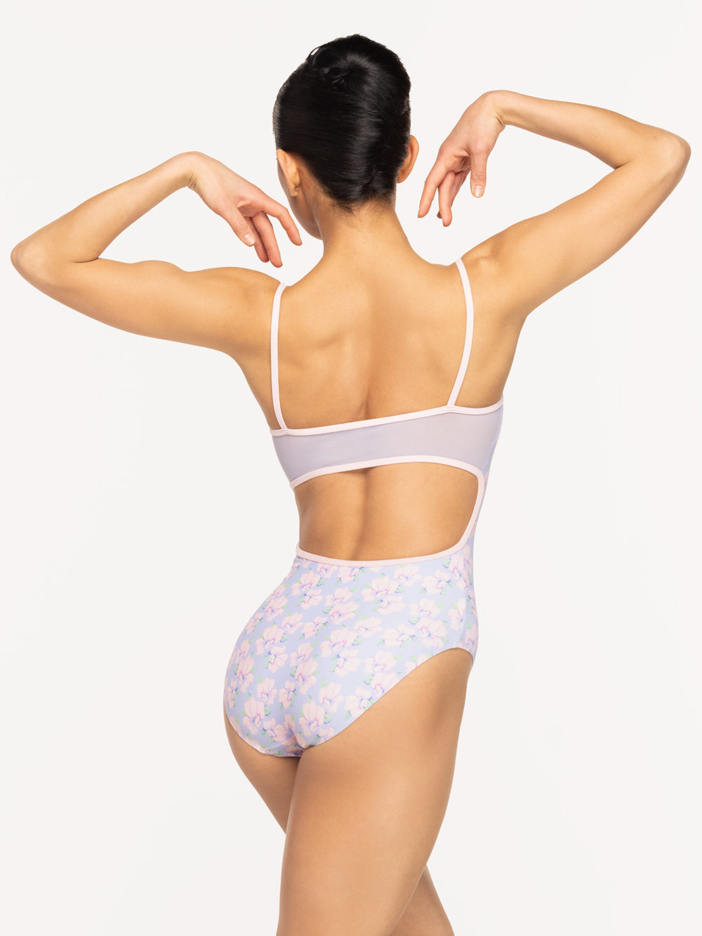 Eleve Dancewear Helena Leotard in Flower Toss print, back view detail