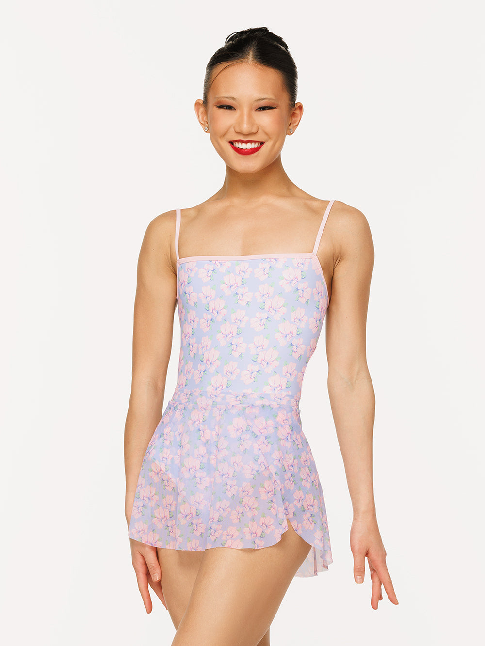 Eleve Dancewear Petal Skirt in Flower Toss Mesh print, front view
