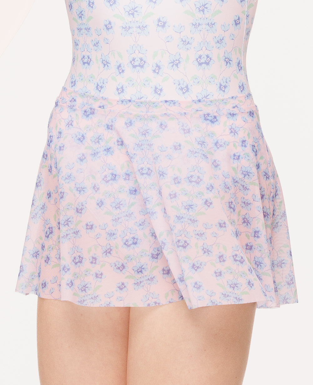 Eleve Dancewear Flare Skirt in Garden Dance Mesh print, front close view