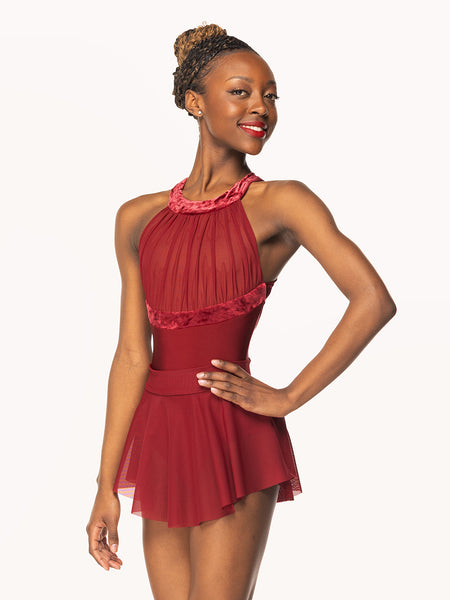 Eleve Dancewear Hipster Skirt in Garnet Mesh print color, front view