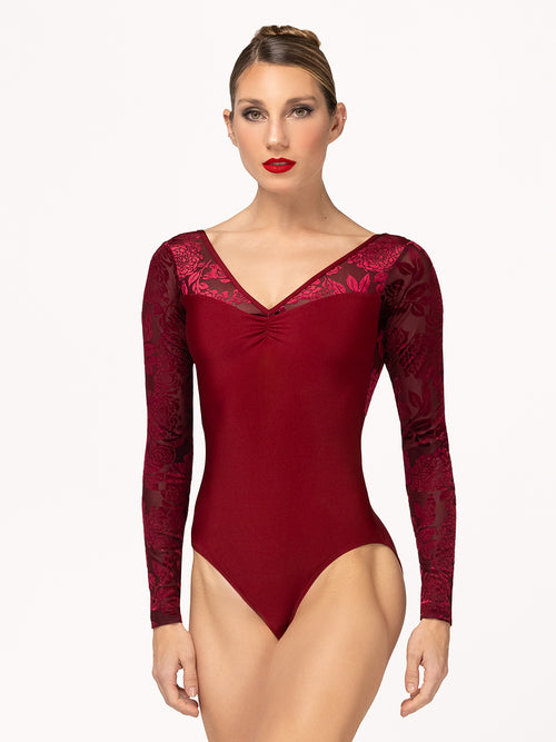 Fabiola Leotard Garnet Burnout Velvet RTW (Pre-Order)