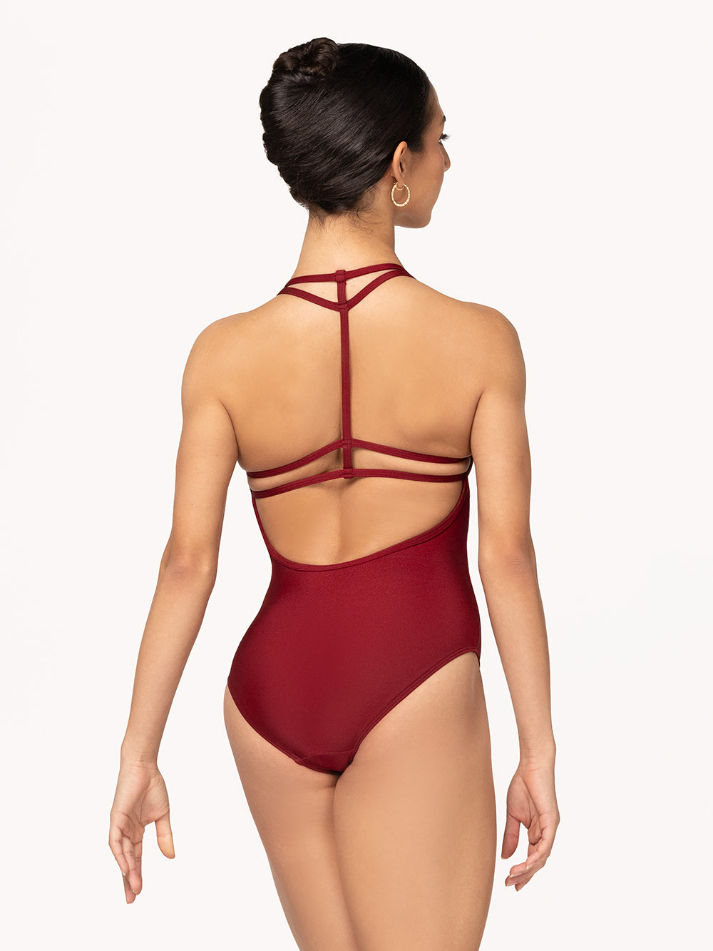 Eleve Dancewear Ilia Leotard in Garnet print color, back view