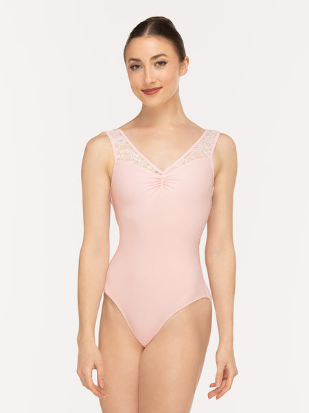 Eleve Dancewear Fabiola Leotard Kids in Light Pink color, front view