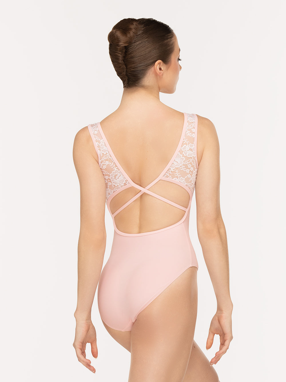 Eleve Dancewear Fabiola Leotard Kids in Light Pink color, back view
