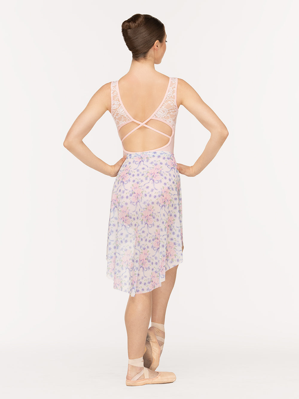 Eleve Dancewear Fabiola Leotard in Light Pink color, back detail view