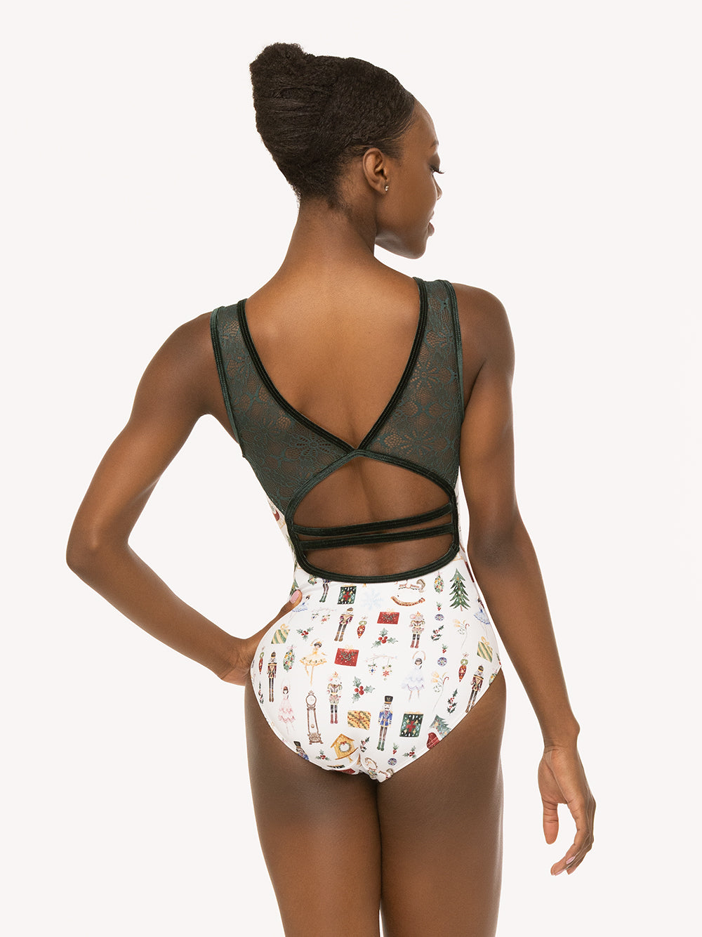 Eleve Dancewear Louise Leotard Kids in Nutcracker Fantasy print, back detail view
