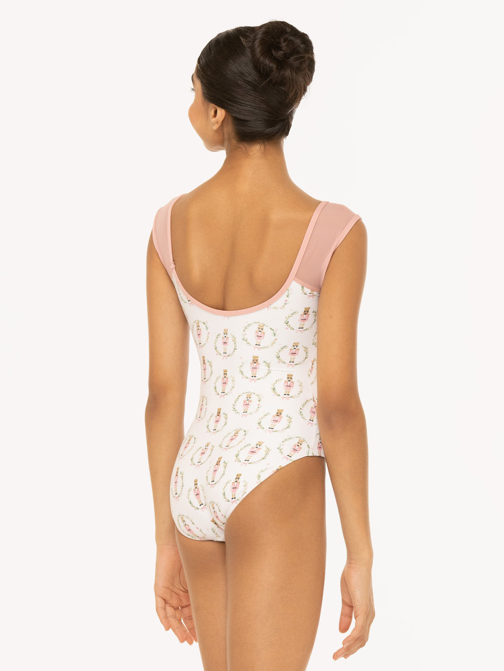 Eleve Dancewear Celine Leotard in Nutcracker Wreath print, back view