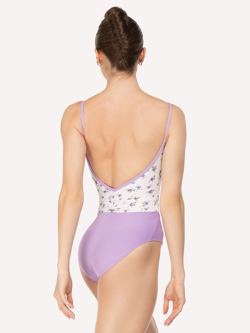 Eleve Dancewear Frieda Leotard Kids in Pathway and Whisper print color, back view