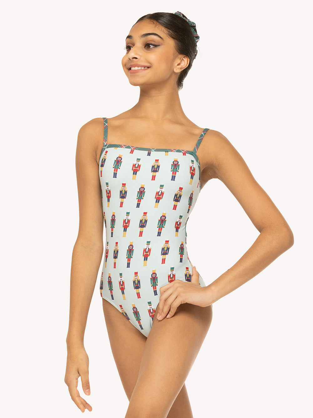 Eleve Dancewear Helena Leotard Kids in More Nuts print, front view