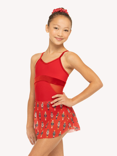 Eleve Dancewear Ariel Leotard in Red color, detail front view