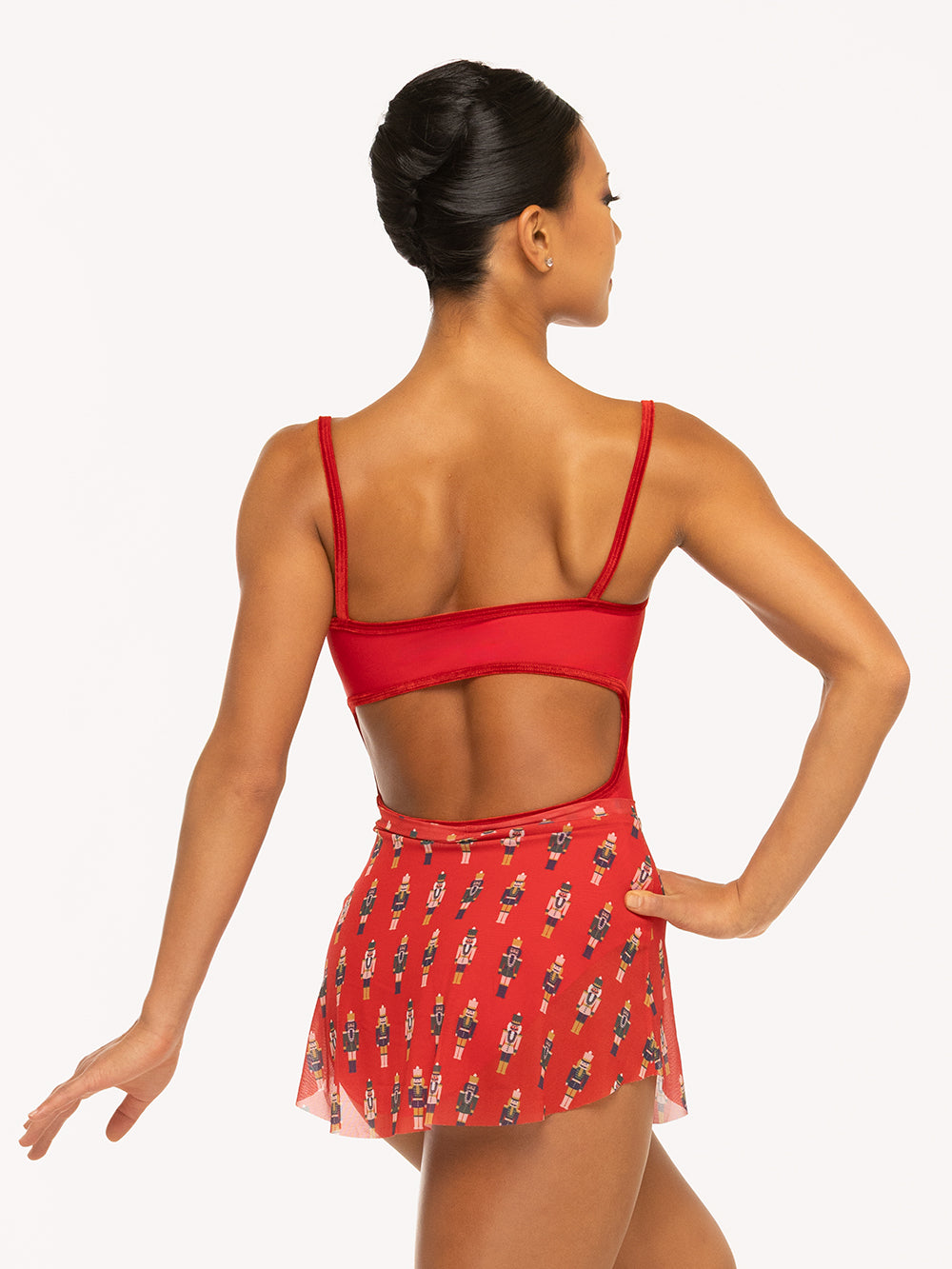 Eleve Dancewear Helena Leotard in Red Velvet color, detail back view