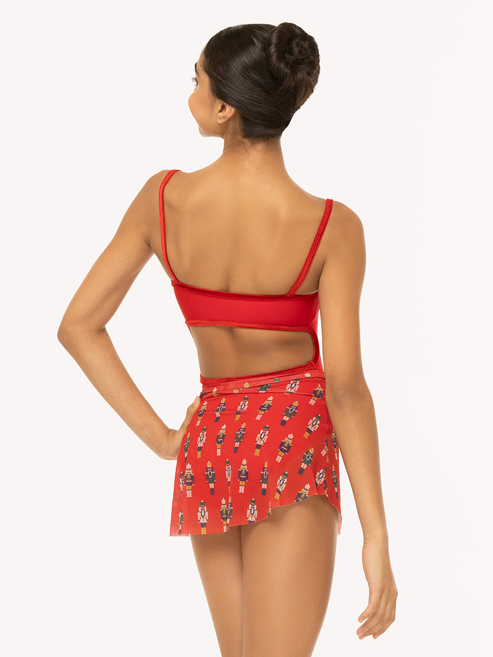 Eleve Dancewear Helena Leotard Kids in Red Velvet color, detail back view