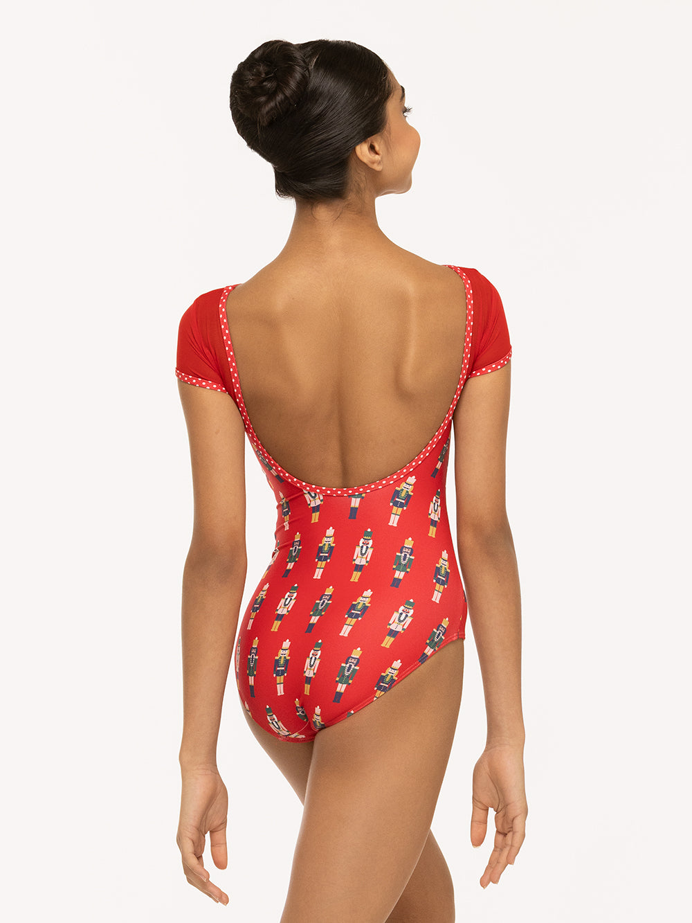 Eleve Dancewear Ida leotard Kids in More Nuts Red print, back view