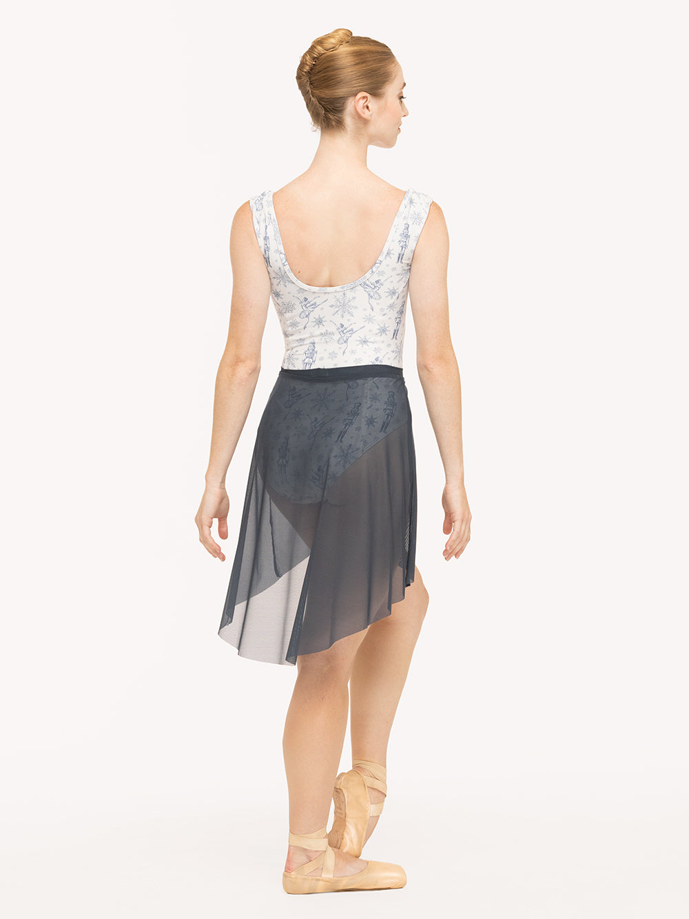 Eleve Dancewear Heather Leotard Kids in  Snow Scene print, back detail view