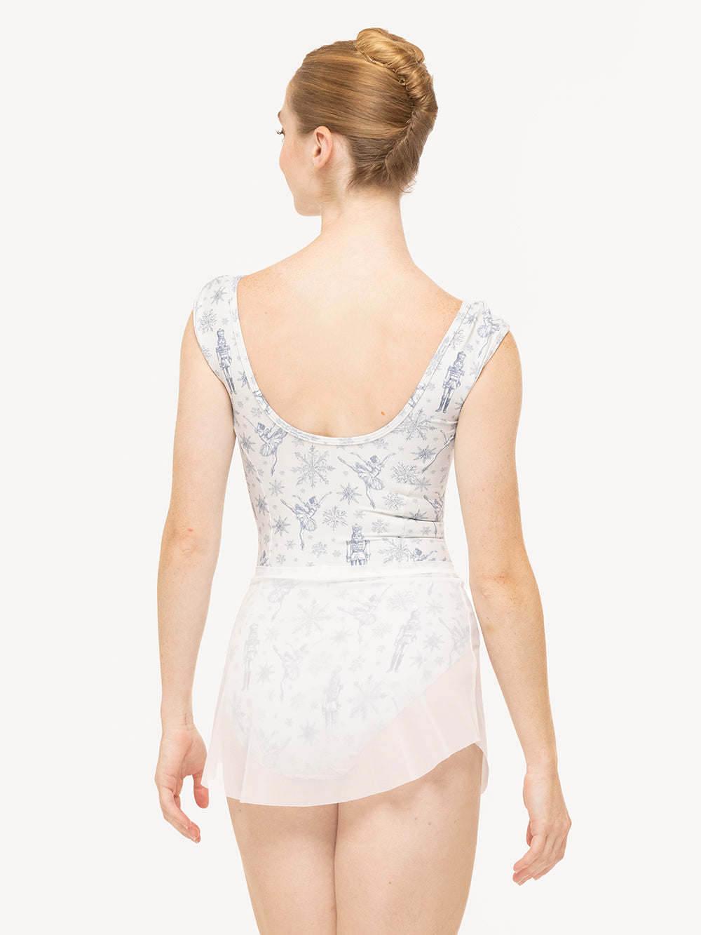 Eleve Dancewear Tulip Skirt in White Mesh color, back detail view