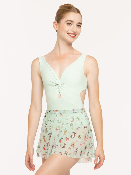 Winni Skirt Christmas Dogs Spearmint Mesh RTW (Pre-Order)