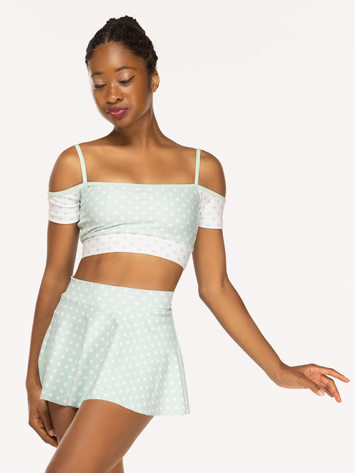 Tatiana Crop Top Spearmint & White Polka Dot Kids RTW