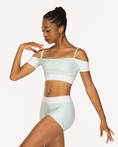 Olivia Shorts Spearmint & White Polka Dot RTW