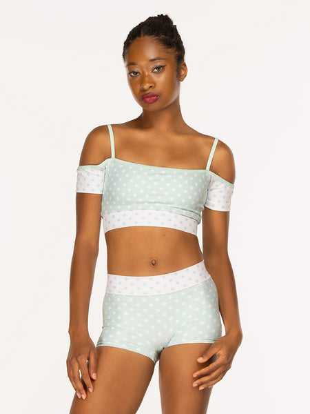 Tatiana Crop Top Spearmint & White Polka Dot RTW (Pre-Order)