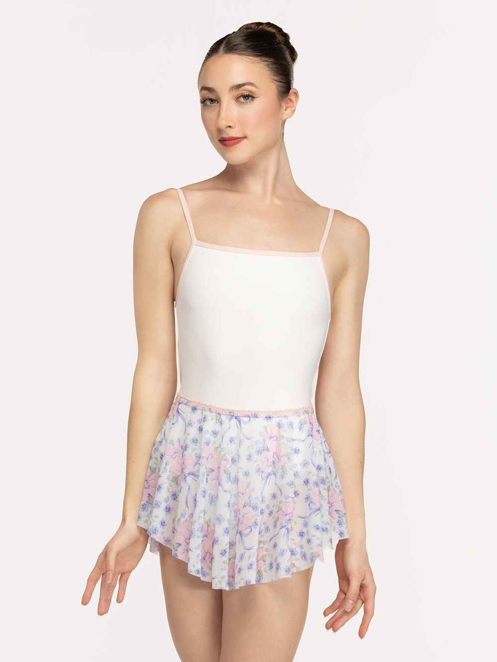 Eleve Dancewear Candy Leotard Kids in Stage White color, detail front view