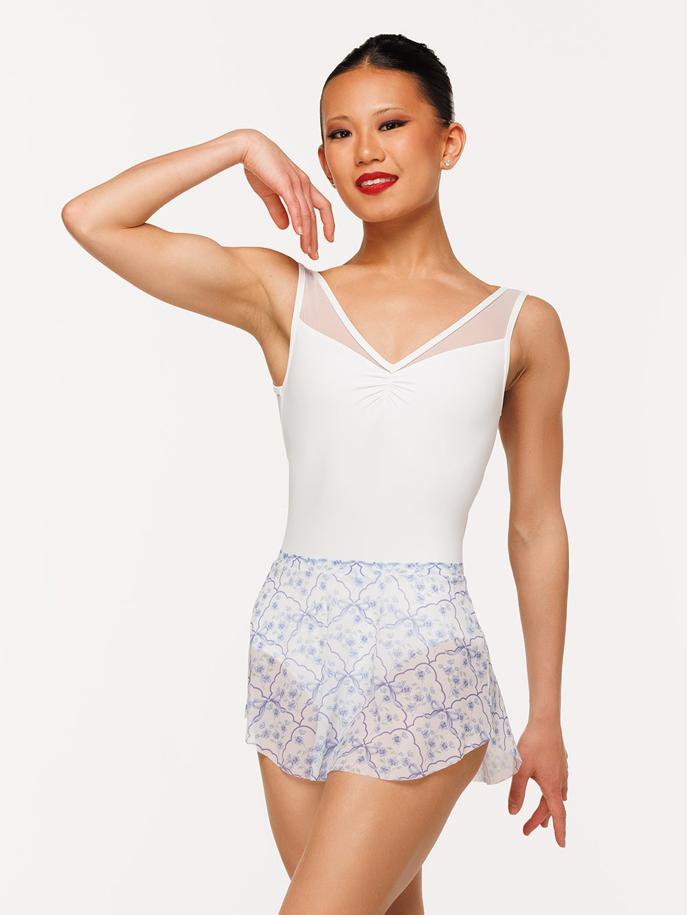 Eleve Dancewear Calla Skirt Kids in Final Bow Mesh print, detail front view