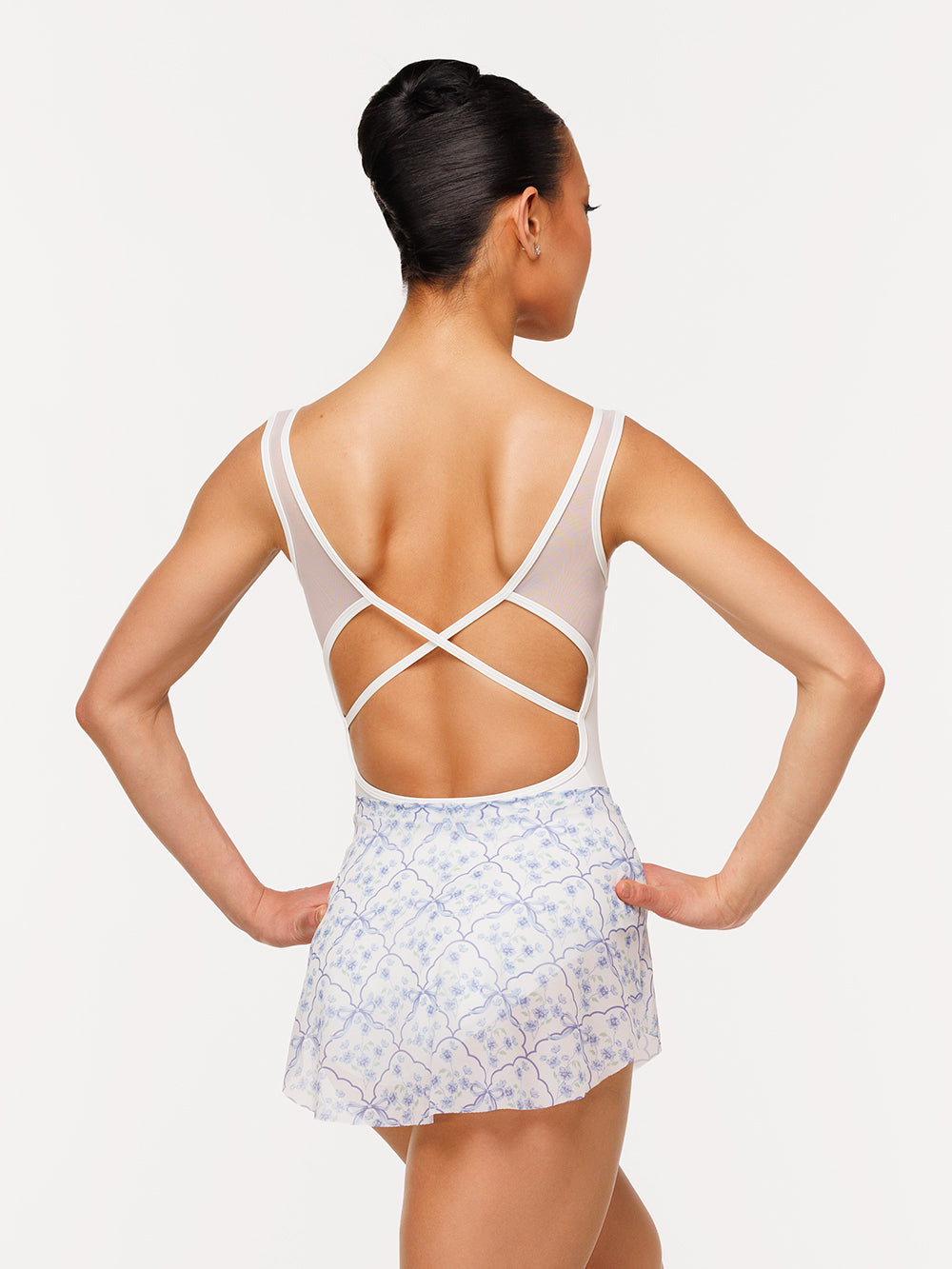 Eleve Dancewear Calla Skirt in Final Bow Mesh print, back view