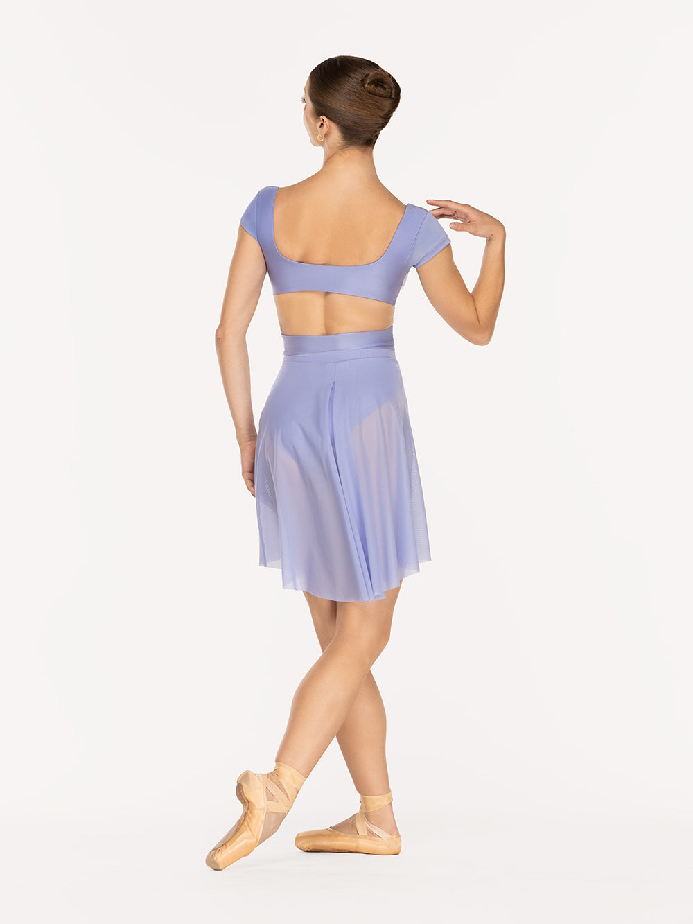 Eleve DancewearJackie Leotard and Back Tuck Skirt in Twilight color, detail back view