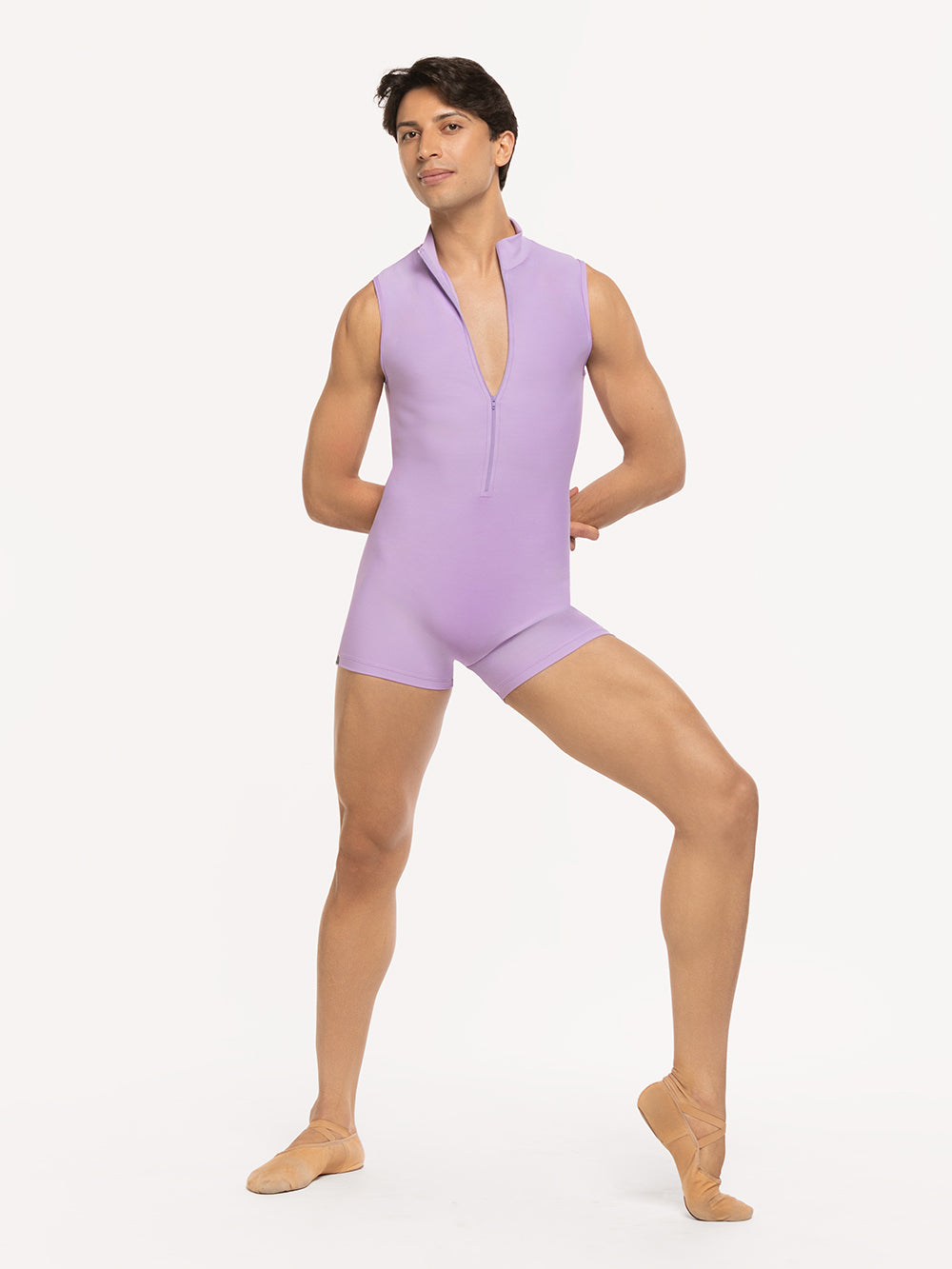 Eleve Dancewear Geoff Biketard in Whisper color, front view
