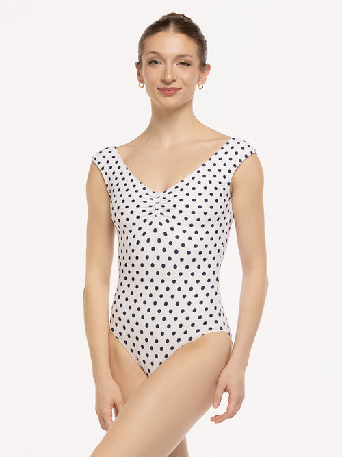 Sophia Leotard White Polka Dot RTW