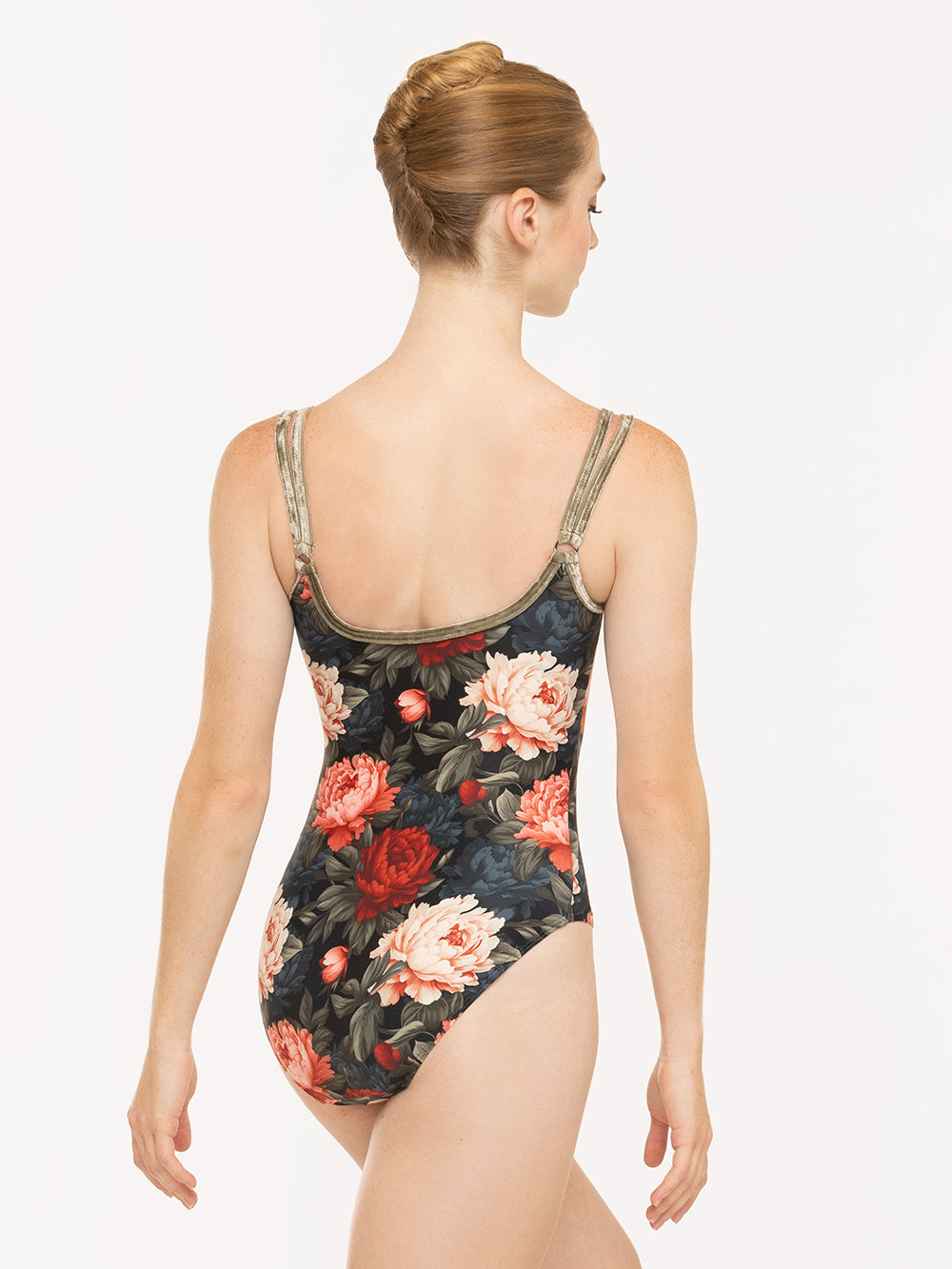 Eleve Dancewear Farrah Leotard in Winter Florals print, back view