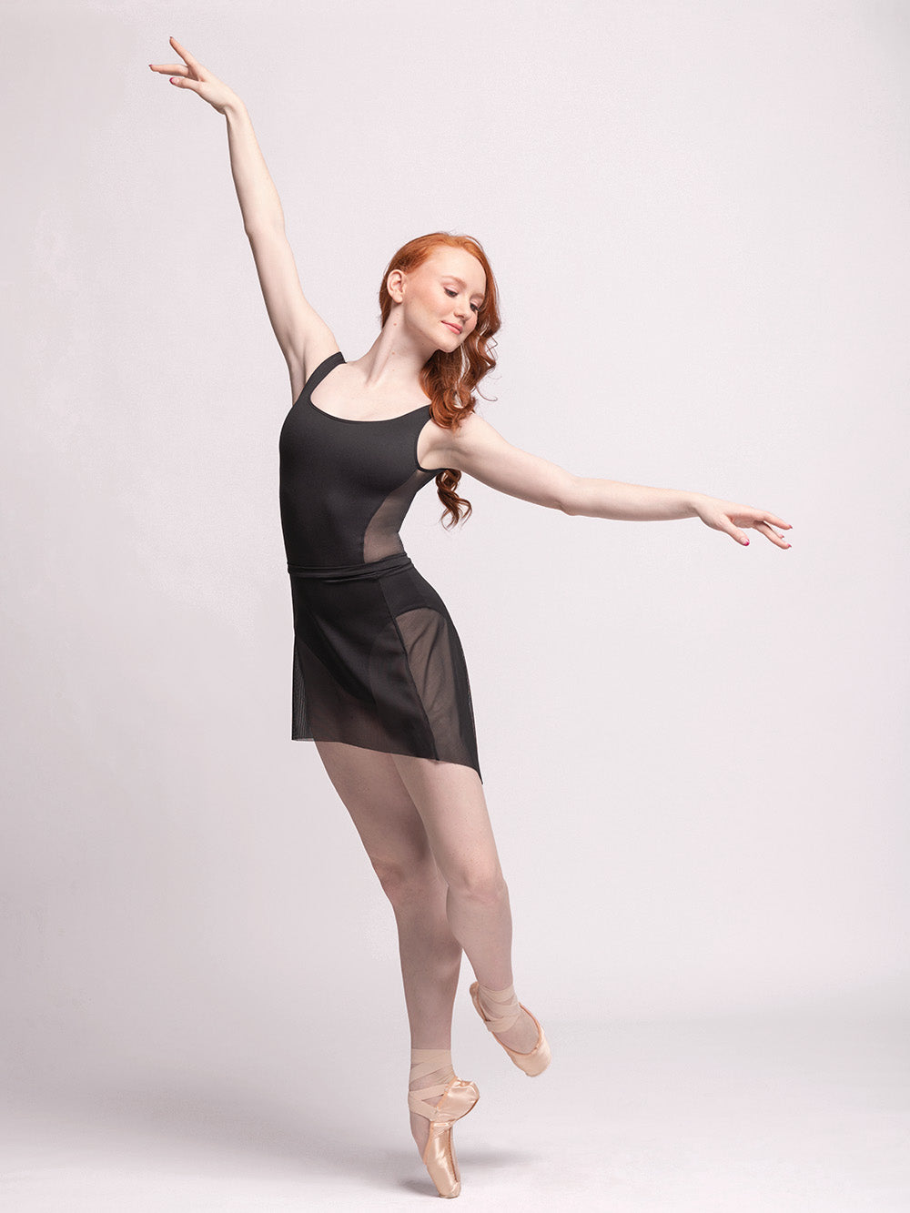 Eleve Dancewear | Short High Low Skirt Black Mesh Kids Rtw