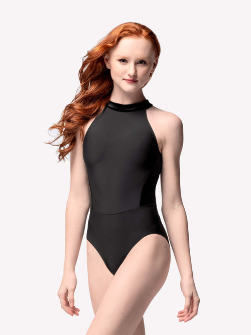 Elysa Black Velvet Leotard RTW