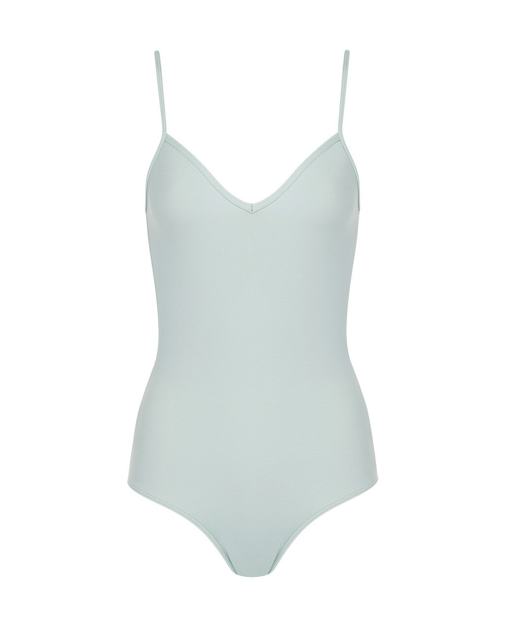 Front of V-neck camisole style leotard