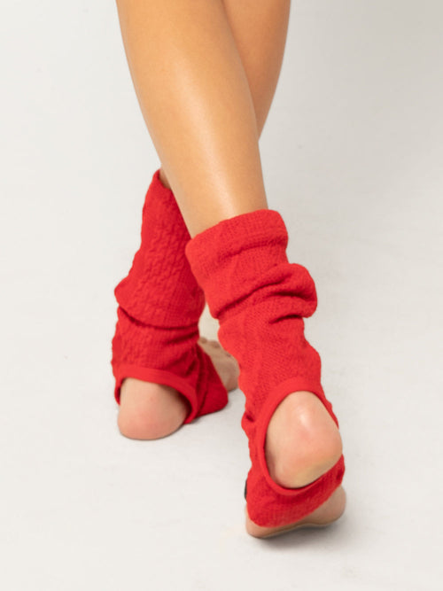 Stirrup Leg Warmers Ankle Knit Red RTW