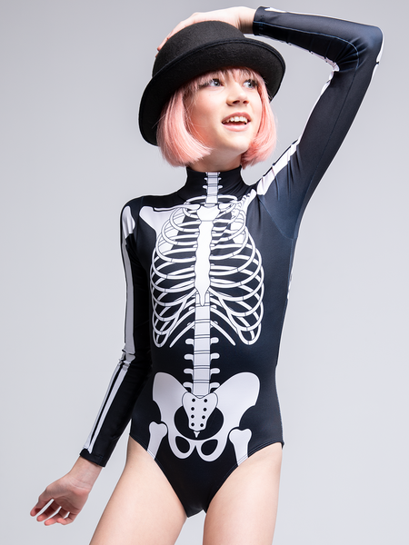 Close up of Model in Kids X-ray Leotard looking off camera 