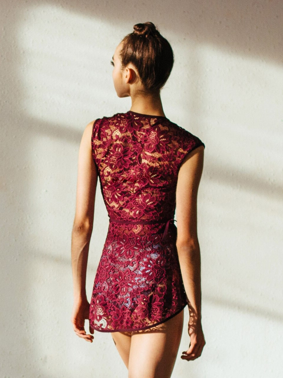 sangria lace dress Azazie Amethyst Sangria A-Line Lace Dress